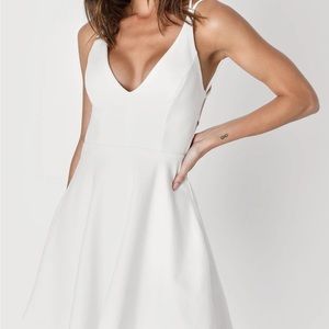 White backless mini dress